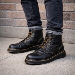 Dr. Martens Church Monkey Boots Vintage Men’s 10 Black Leather Rare Made in Lao